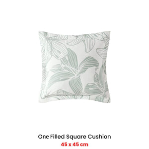 Platinum Collection Grace Sage Polyester Cotton Jacquard Square Filled Cushion 45 x 45cm