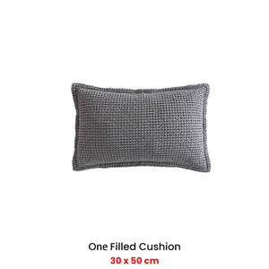 Private Collection Urban Charcoal 100% Cotton Waffle Oblong Filled Cushion