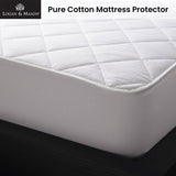 Logan and Mason Pure Cotton Mattress Protector White 45cm Wall Super King