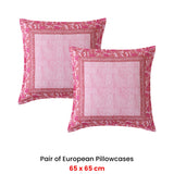 Logan and Mason Pair of Gatika Pink European Pillowcases 65 x 65cm