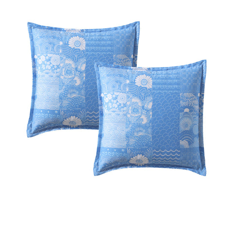 Logan and Mason Pair of Hyami Blue European Pillowcases  65 x 65cm