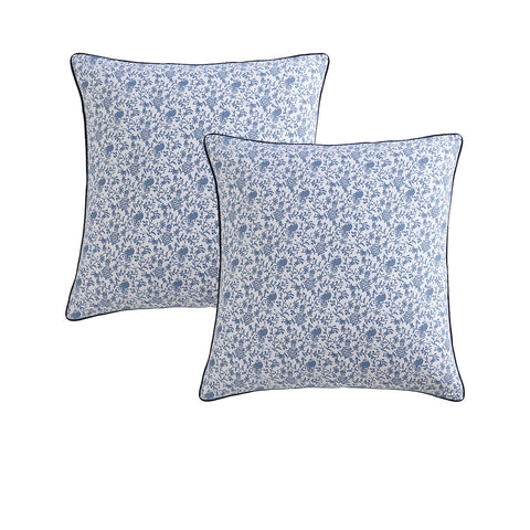 Logan and Mason Pair of Kashmir Mid Blue European Pillowcases 65 x 65cm