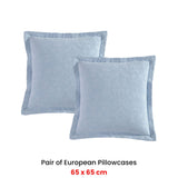 Private Collection Pair of Marbella Blue 100% Cotton Matelasse European Pillowcases 65 x 65cm