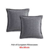 Private Collection Pair of Marbella Dark Grey 100% Cotton Matelasse European Pillowcases 65 x 65cm