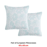 Platinum Collection Pair of Poppi Aqua European Pillowcases 65 x 65cm