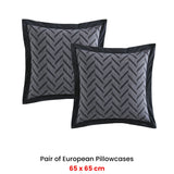 Private Collection Pair of Westport Charcoal Jacquard European Pillowcases 65 x 65cm