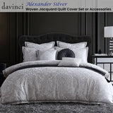 Davinci Alexander Silver Woven Jacquard Quilt Cover Set Queen