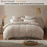 Platinum Collection Ariel Stone Cotton Matelasse Quilt Cover Set Queen