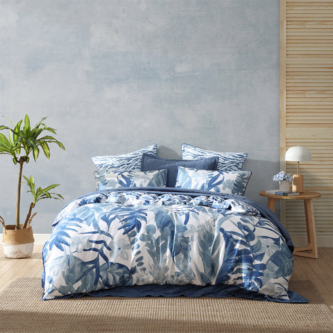 Logan and Mason 250TC Atherton Blue Cotton Sateen Quilt Cover Set Super King