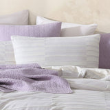 Platinum Collection Balmoral Lilac 100% Cotton Woven Check Stripes Quilt Cover Set King