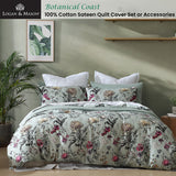 Logan and Mason 250TC Botanical Coast Sage Cotton Sateen Quilt Cover Set King