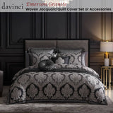 Davinci Emerson Granite Woven Jacquard Quilt Cover Set Super King