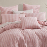 Platinum Collection Frankie Blush Honeycomb Waffle Jacquard Quilt Cover Set King