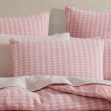 Platinum Collection Frankie Blush Honeycomb Waffle Jacquard Quilt Cover Set Queen