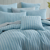 Platinum Collection Frankie Turquoise Honeycomb Waffle Jacquard Quilt Cover Set King