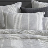 Platinum Collection Hurley Charcoal Cotton Jacquard Stripe Quilt Cover Set King