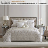 Davinci Imperial Stone Woven Jacquard Damask Quilt Cover Set King