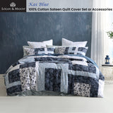 Logan and Mason 250TC Kai Blue Cotton Sateen Quilt Cover Set King