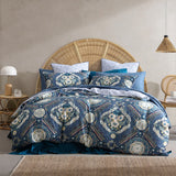 Logan and Mason 250TC Kashmir Mid Blue Cotton Sateen Quilt Cover Set King