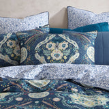 Logan and Mason 250TC Kashmir Mid Blue Cotton Sateen Quilt Cover Set Queen