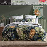 Logan & Mason Kiera Green 250TC 100% Cotton Sateen Quilt Cover Set Queen