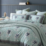 Logan and Mason 250TC Kimba Teal Cotton Sateen Quilt Cover Set Queen