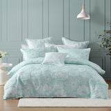 Platinum Collection Poppi Aqua Cotton Polyester Jacquard Quilt Cover Set King