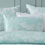 Platinum Collection Poppi Aqua Cotton Polyester Jacquard Quilt Cover Set Super King