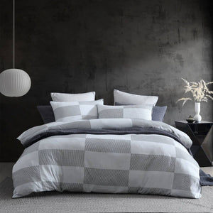 Platinum Collection Region Grey Polyester Cotton Jacquard Quilt Cover Set King