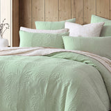 Platinum Collection Tropicana Sage Cotton Matelasse Quilt Cover Set Super King