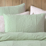 Platinum Collection Tropicana Sage Cotton Matelasse Quilt Cover Set Super King