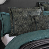 Davinci Valencia Emerald Damask Jacquard Quilt Cover Set Super King