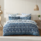 Logan and Mason 250TC Woolamai Blue Cotton Sateen Quilt Cover Set Queen