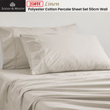 Logan and Mason 250TC 50% Polyester 50% Cotton Percale Sheet Set Linen 50cm Wall King