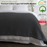 Jenny Mclean Ardent Premium Super Soft Cotton Waffle Blanket Charcoal Queen