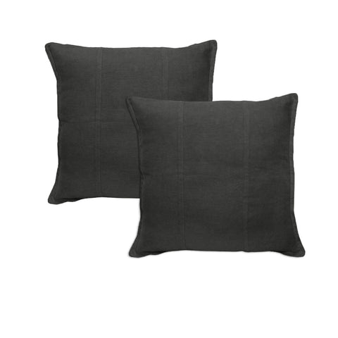 Pair of Pure Linen European Pillowcases Charcoal