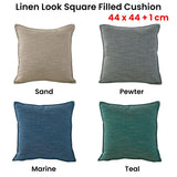 Jason Linen Look Square Filled Cushion 44 x 44 + 1 cm Marine