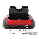 All In One Docking Station USB Dual-Bay Hard Drive 2.5" 3.5" IDE SATA SSD Card Reader