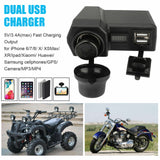 Motorcycle Handlebar Waterproof Dual USB Phone Charger Cigarette Lighter Socket