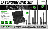 9Pcs Extension Bar Set 1/4" 3/8" 1/2" Black Drive Socket Auto Repairing