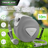 10M Retractable Garden Air Hose Reel Storage Auto Rewind Wall Mounted Grey AU