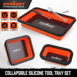 HORUSDY 3Pc Orange Magnetic Parts Tray Set Tool Trays Storage Organizer Screw