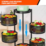 5 Tiers Kitchen Trolley Cart Wheels Round Vegetable Storage Holder Fruit Holder