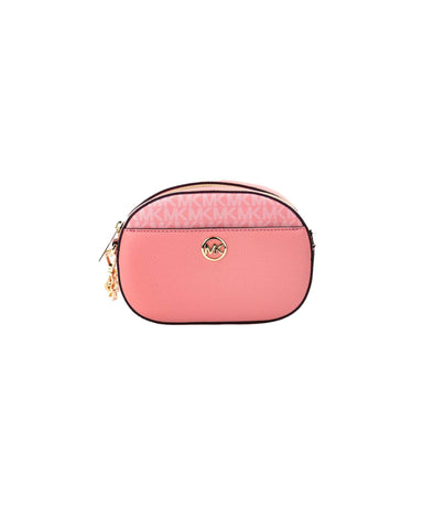 Michael Kors Women's Jet Set Glam Tea Rose Leather Oval Crossbody Handbag Purse - One Size