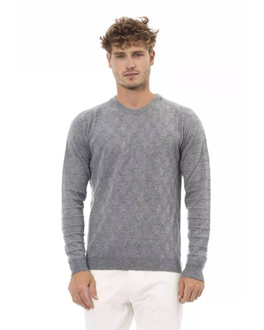 Alpha Studio Men's Gray Viscose Sweater - 46 IT