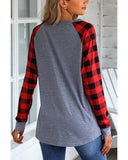 Azura Exchange Raglan Plaid Long Sleeve Top - S