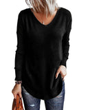 Azura Exchange V Neck Long Sleeve Knit Top - M