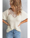 Azura Exchange Flutter Sleeve Crochet Top - M