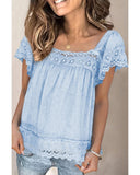 Azura Exchange Pom Pom Lace Splicing Blouse - 2XL