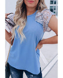 Azura Exchange Tiered Lace Sleeve Knit Top - 2XL